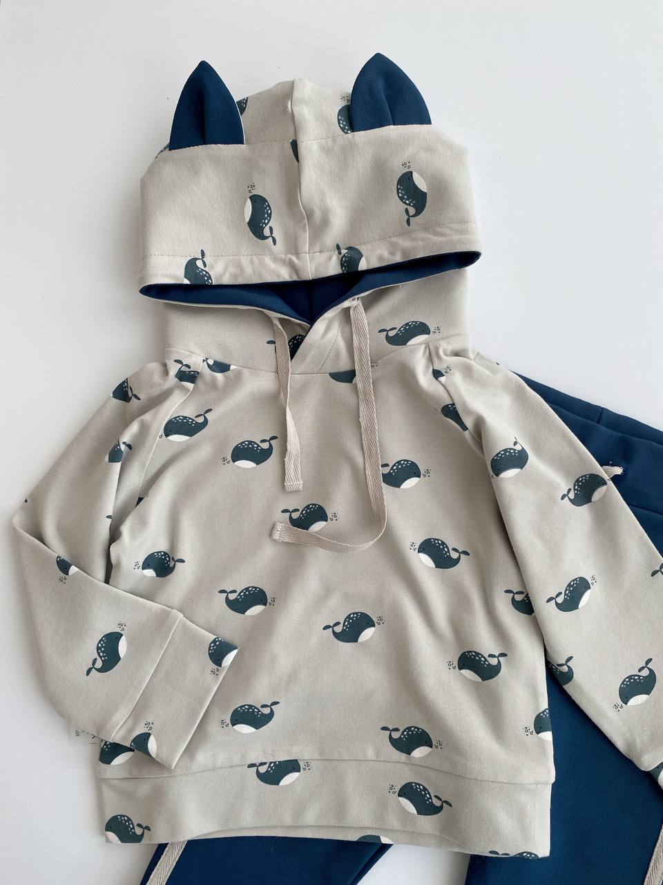 🐋 Whale Hoodie Set – Handmade Ocean Adventure
