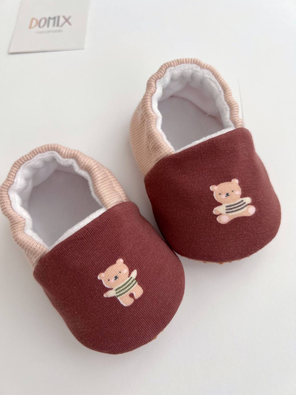 Teddybär-Babypantoffeln – Jersey & Velours