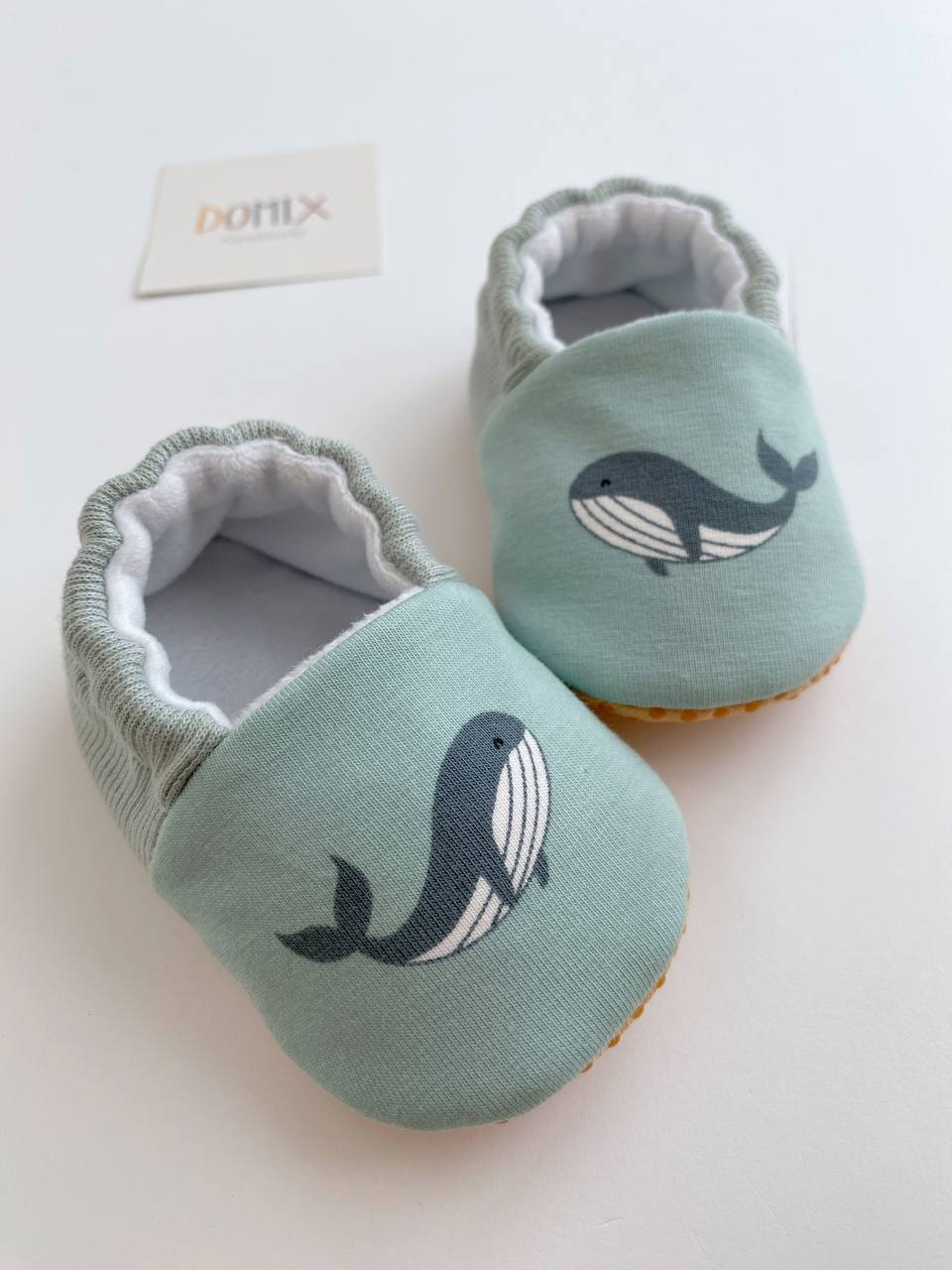 Whale Baby Slippers – Jersey & Velour