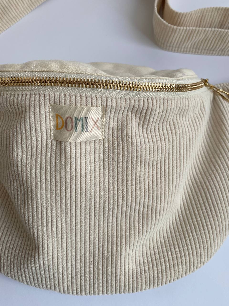 Handgemachte Kord-Gürteltasche – Creme Minimalistische Crossbody Bauchtasche