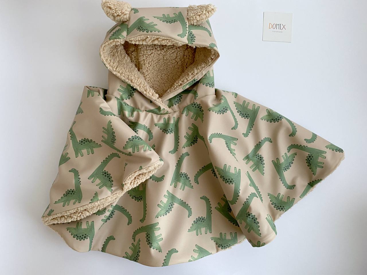 🦕 Dino Waterproof Poncho – Handmade Rain Protection with Style