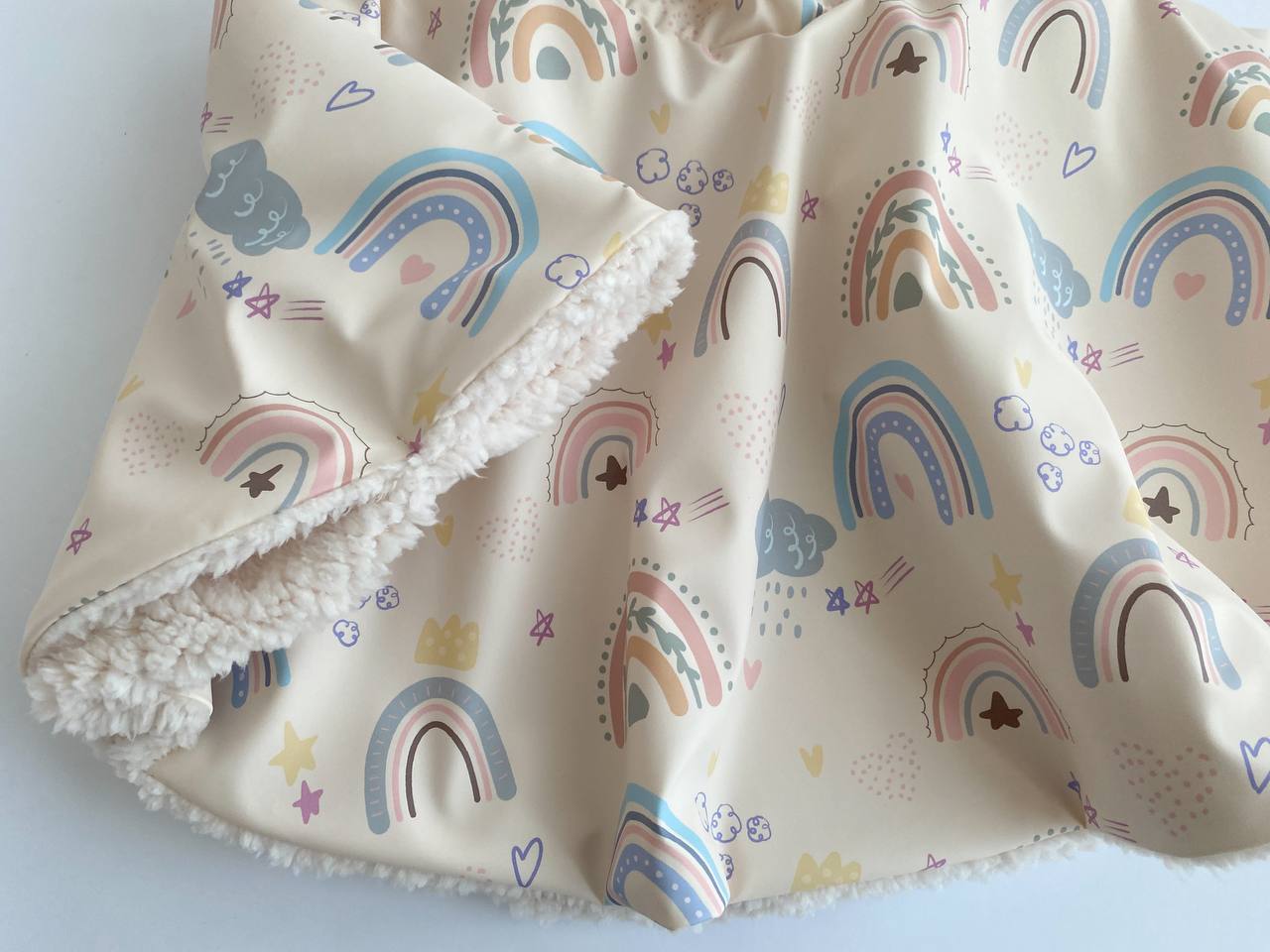 🌈 Rainbow Waterproof Poncho – Handmade Joy for Rainy Days